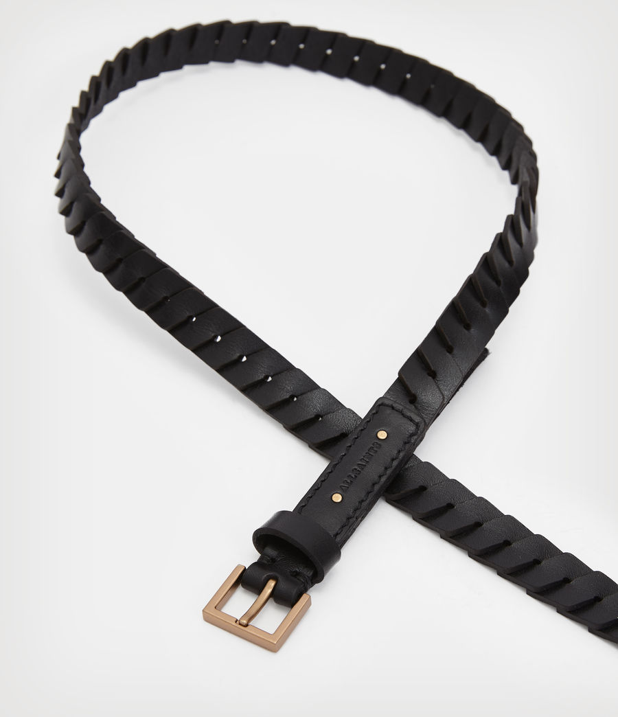 Damen Weslie Leather Flip Tie Woven Belt (black) - Image 2