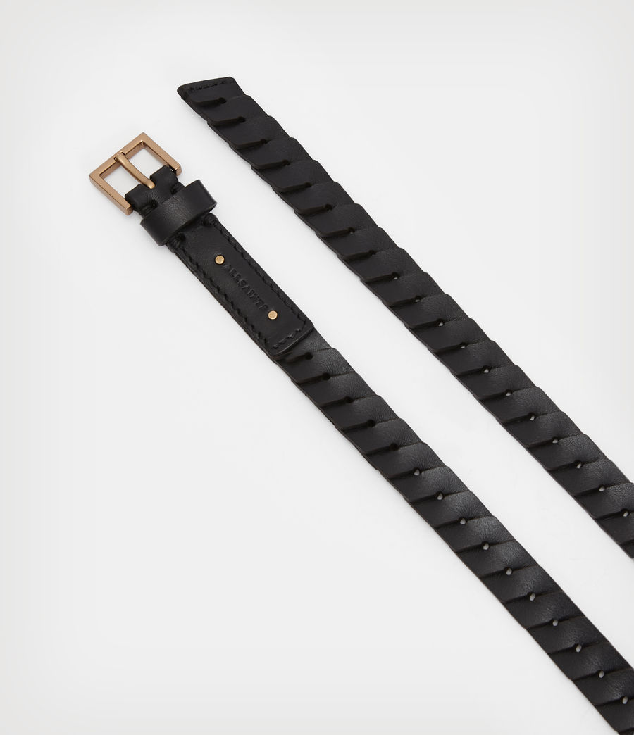Damen Weslie Leather Flip Tie Woven Belt (black) - Image 3