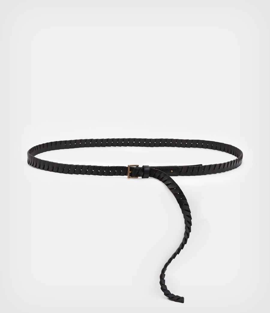 Damen Weslie Leather Flip Tie Woven Belt (black) - Image 4