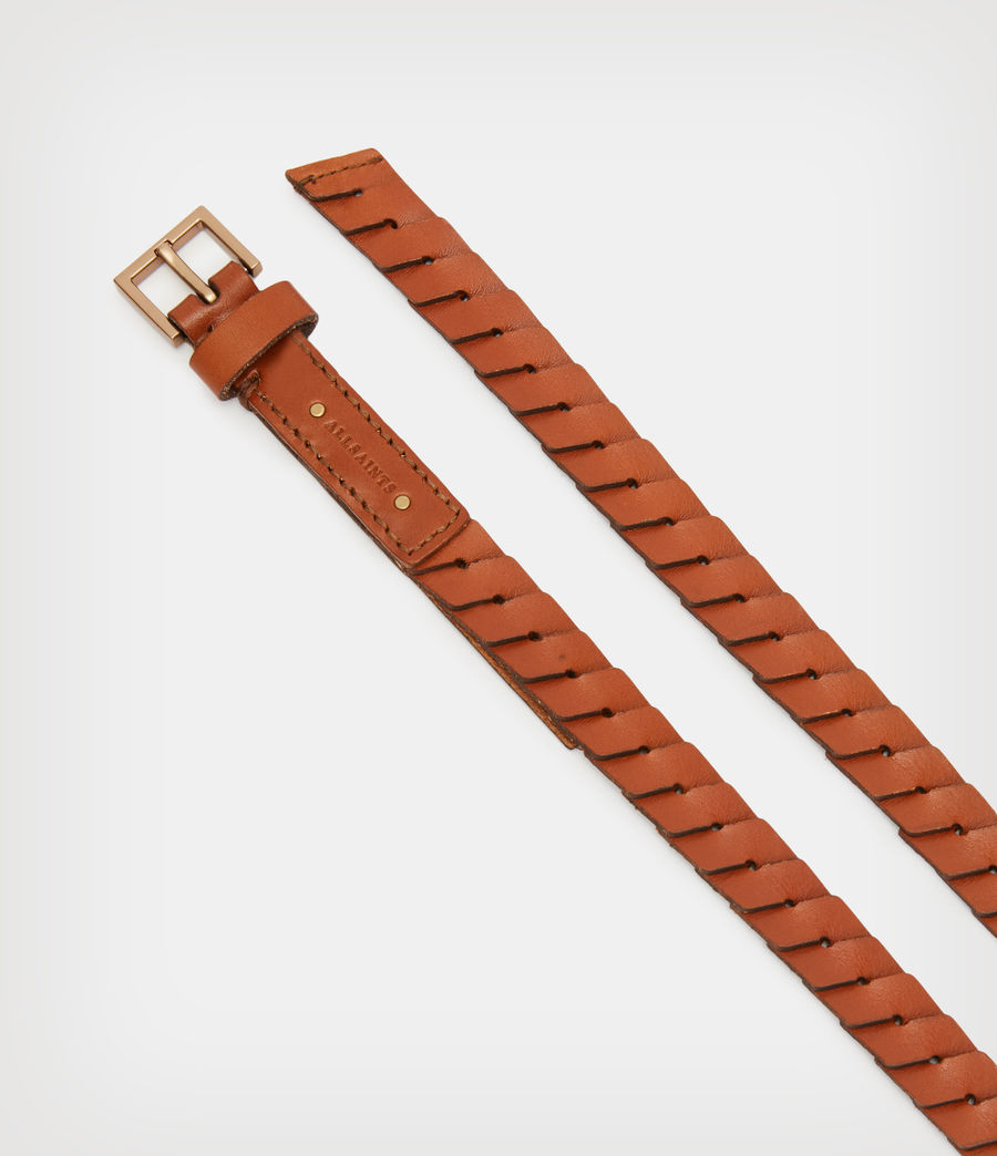 Women's Weslie Leather Flip Tie Belt (cognac_brown) - Image 2