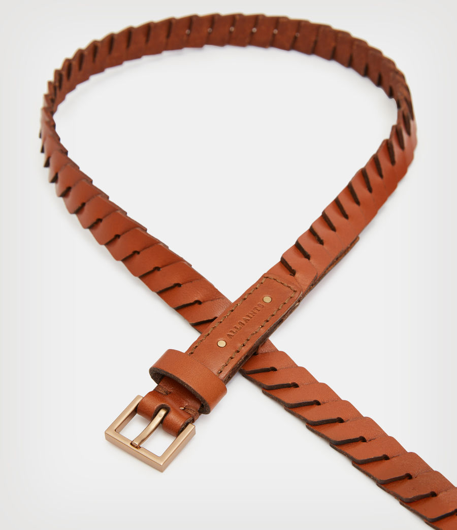 Women's Weslie Leather Flip Tie Belt (cognac_brown) - Image 3