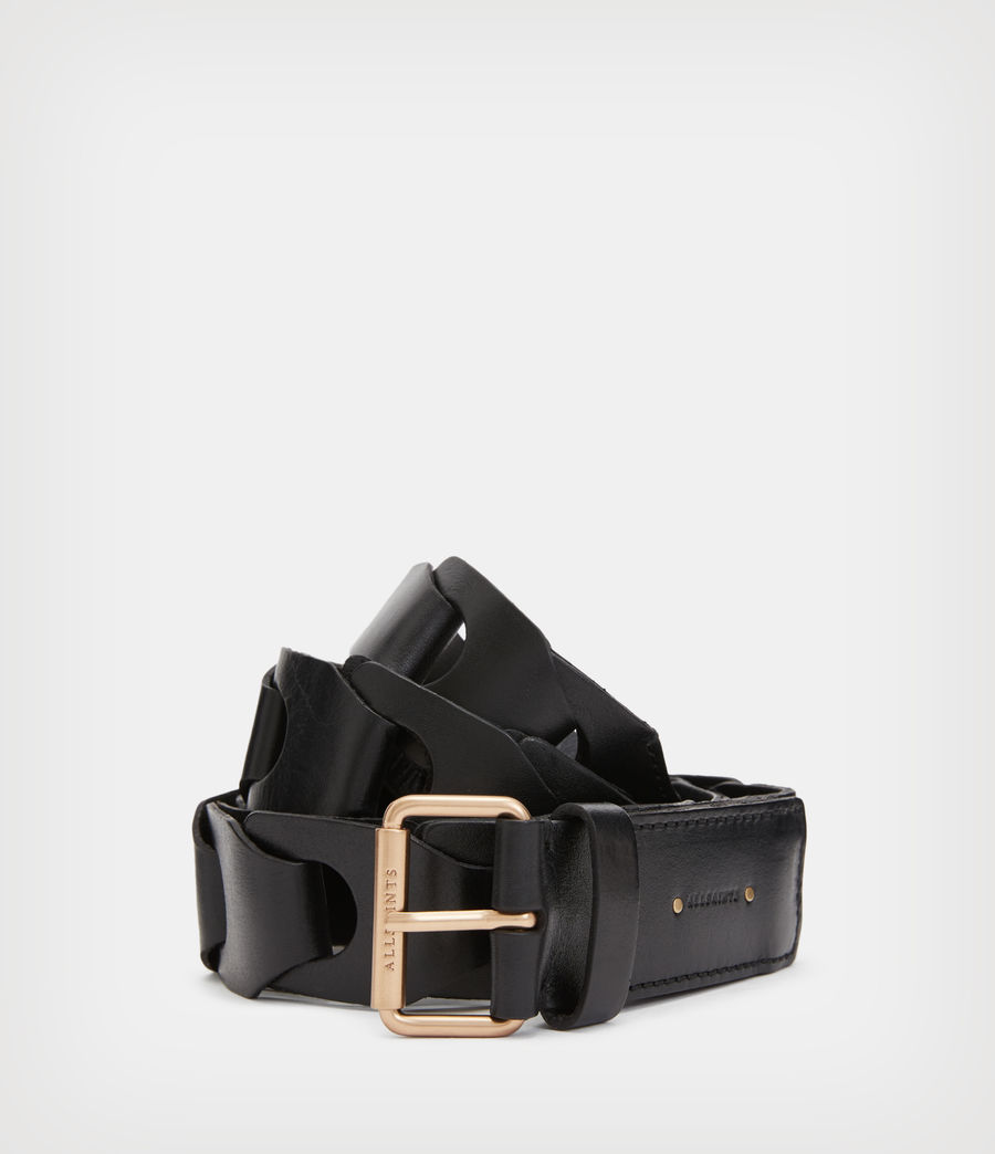 Women's Eloise Leather Woven Belt (black_warm_brass) - Image 2
