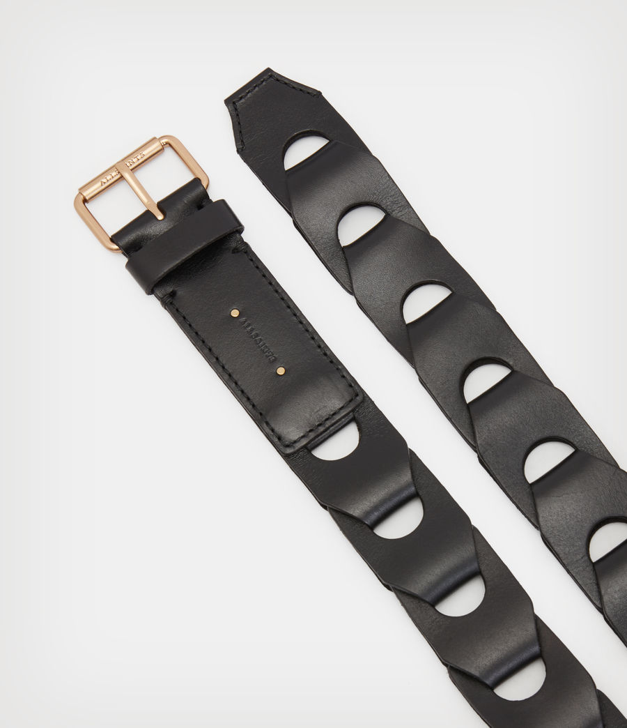 Damen Eloise Leather Woven Belt (black_warm_brass) - Image 3