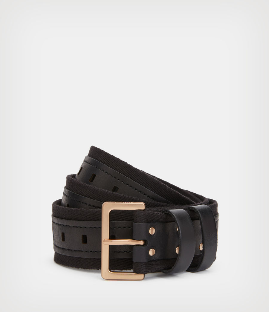 Damen Marin Leather Overlay Belt (black_warm_brass) - Image 1