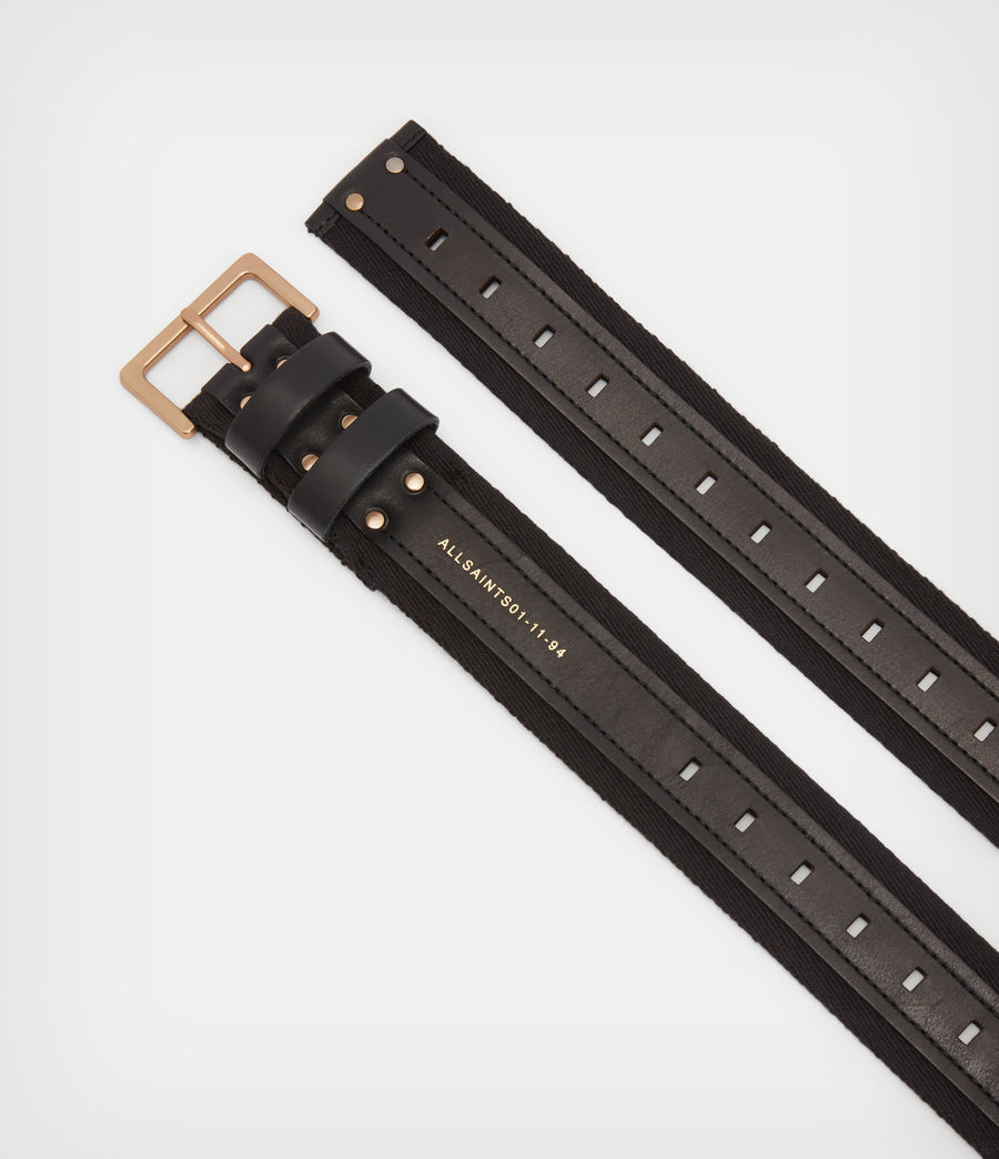 Women's Marin Leather Overlay Belt (black_warm_brass) - Image 2
