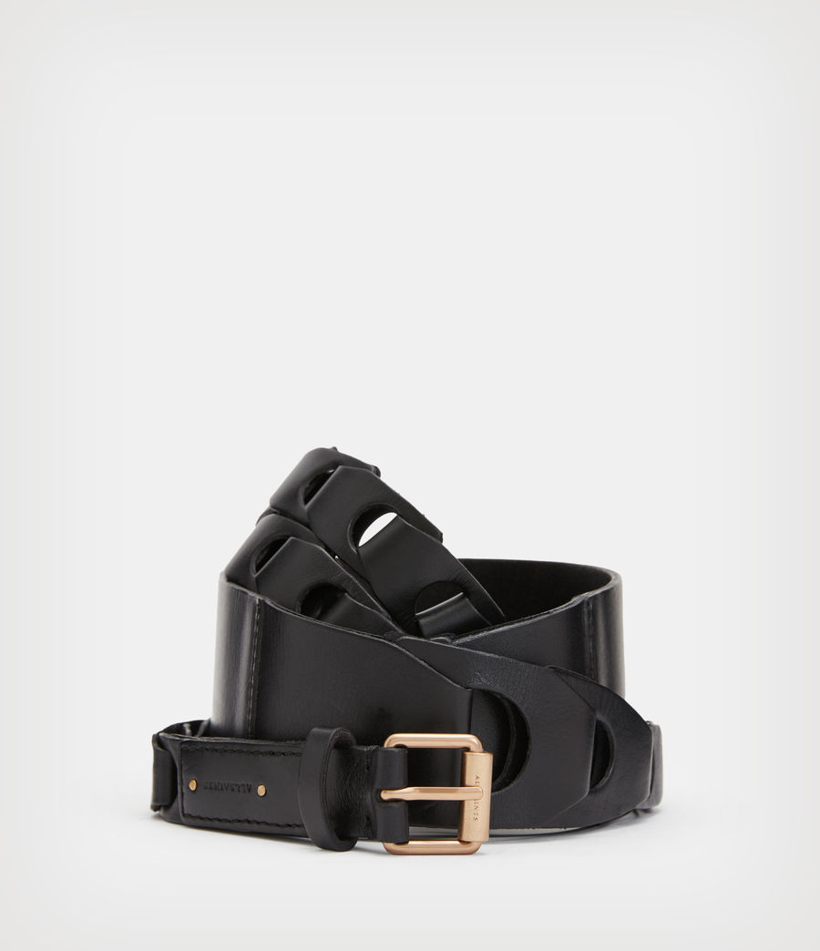 Damen Eloise Leather Woven Wrap Belt (black_warm_brass) - Image 1