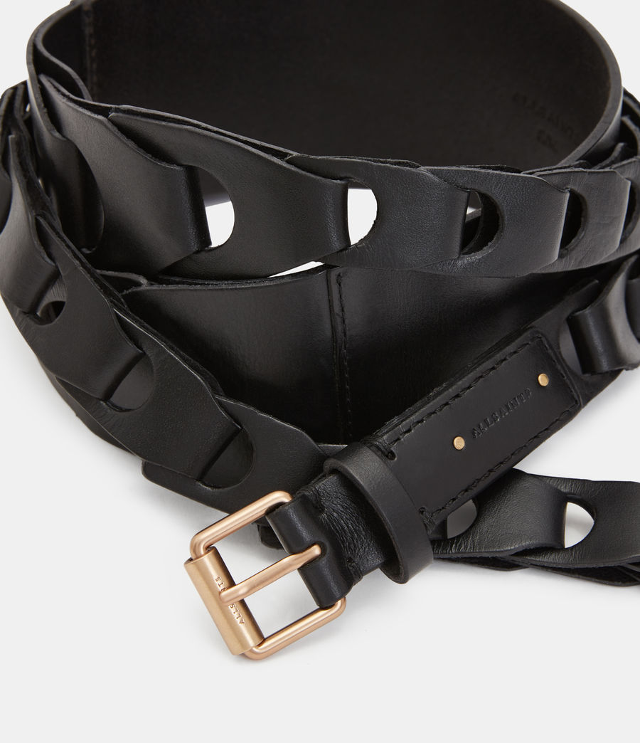 Damen Eloise Leather Woven Wrap Belt (black_warm_brass) - Image 3