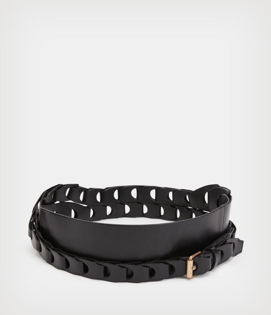 Damen Eloise Leather Woven Wrap Belt (black_warm_brass) - Image 4