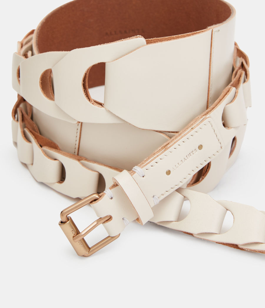Women's Eloise Leather Woven Wrap Belt (shell_white) - Image 4