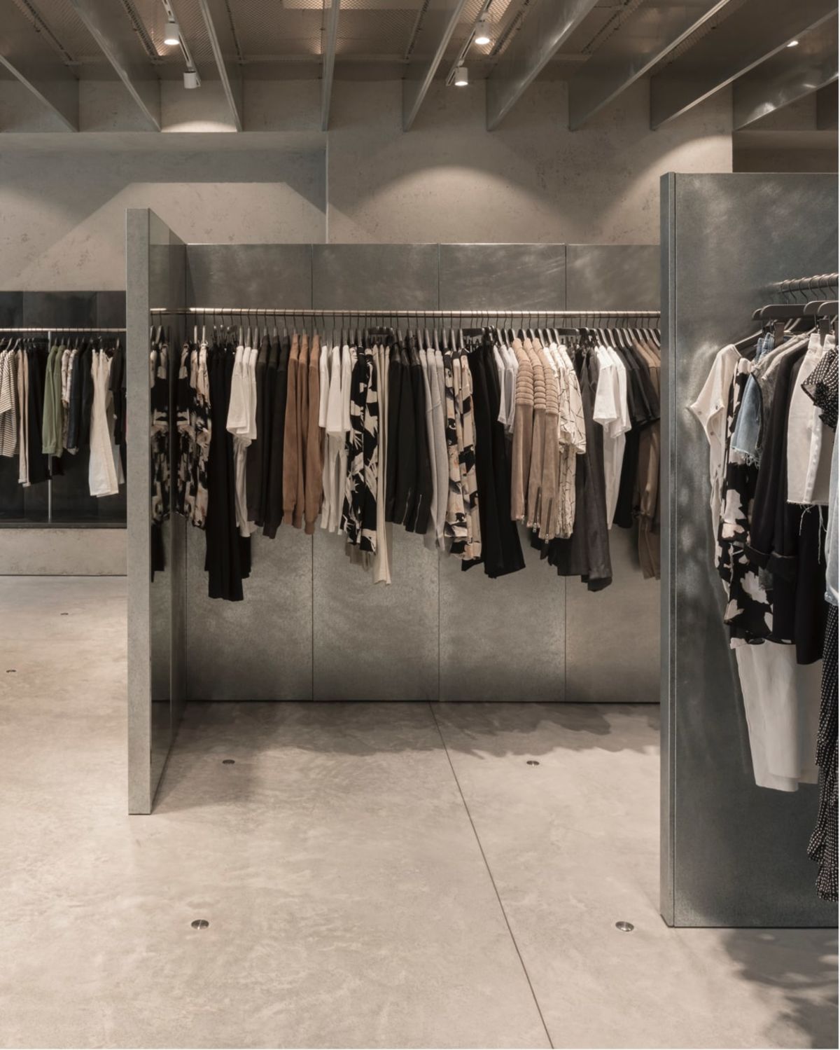 Items from our collection hanging in store.
