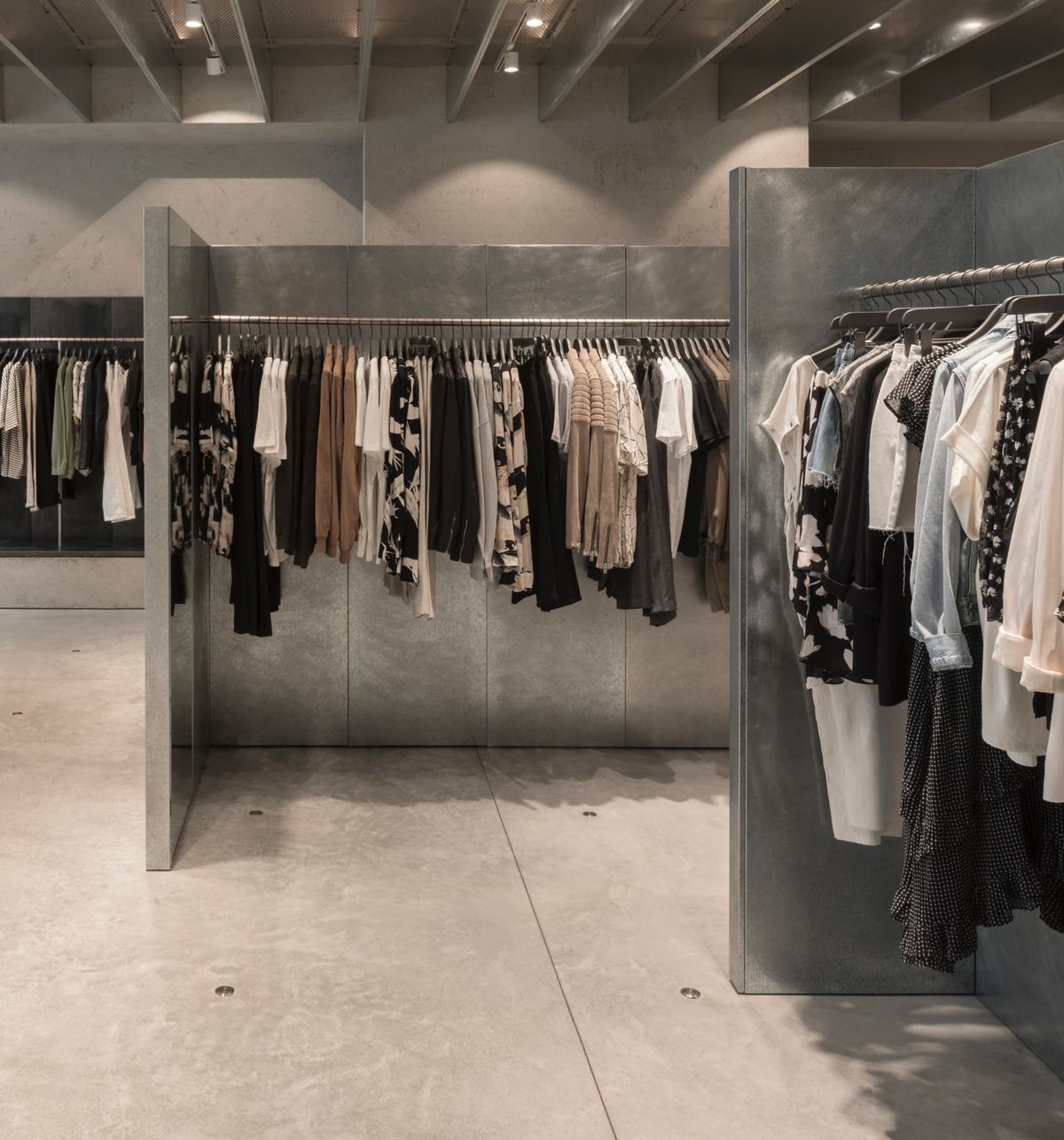 Items from our collection hanging in store.