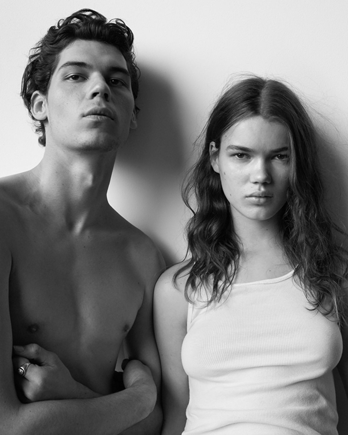 Black and white portrait of a man and a woman.