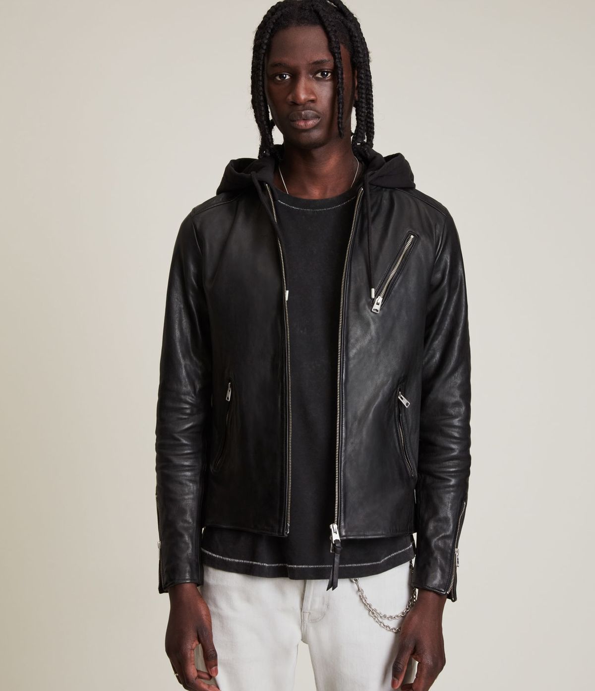 Men's Harwood Leather Jacket - Front View