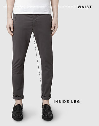 Men's trousers and shorts size guide