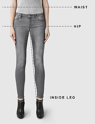 Women's jeans and trousers size guide