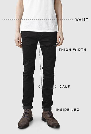 Men's jeans size guide