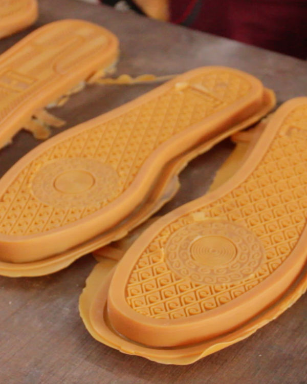 Image of Z Shoes rubber soles having been pressed into a shoe shape