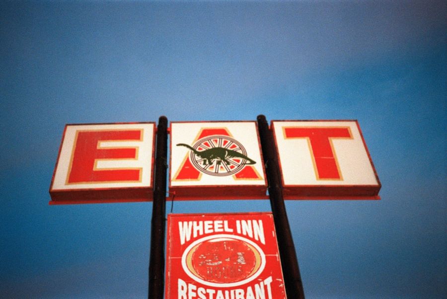 Shot of a restaurant's neon sign.