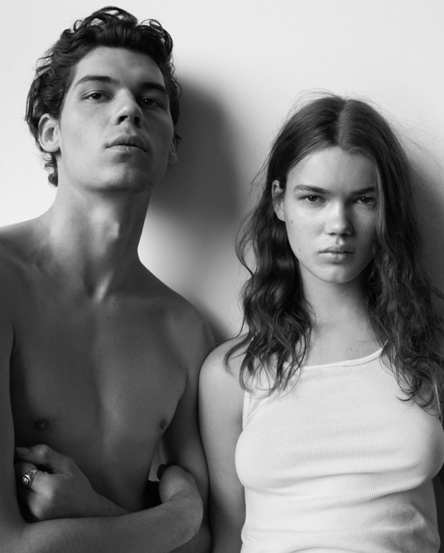 Black and white portrait of a man and a woman.